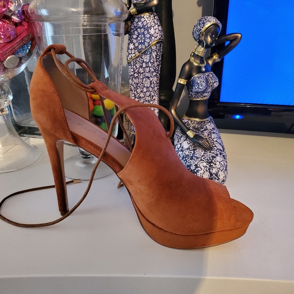 Ladies brown strap heels